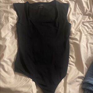 Nine West Black Cap-Sleeve Scoop Bodysuit